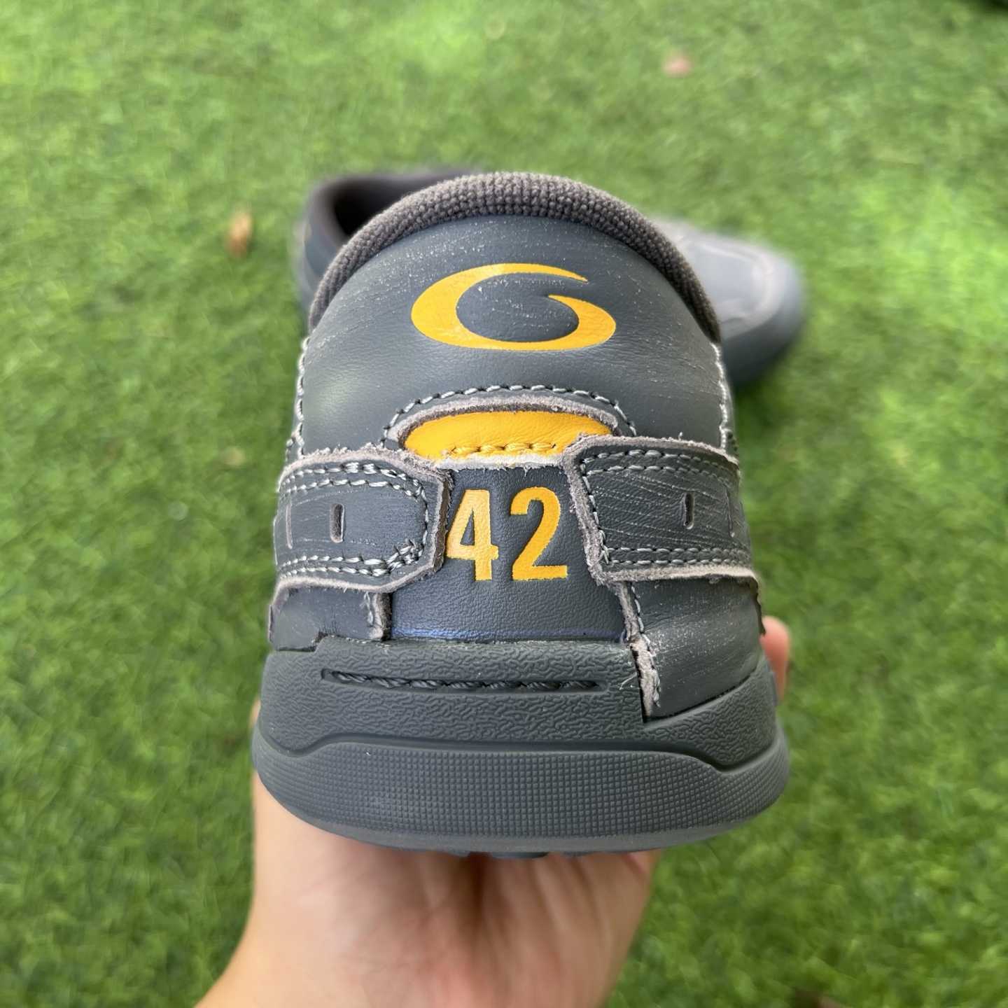 Balenciaga Hamptons Worn-Out Sneaker In Grey And Yellow Cowskin And Polyester - DopestKickz