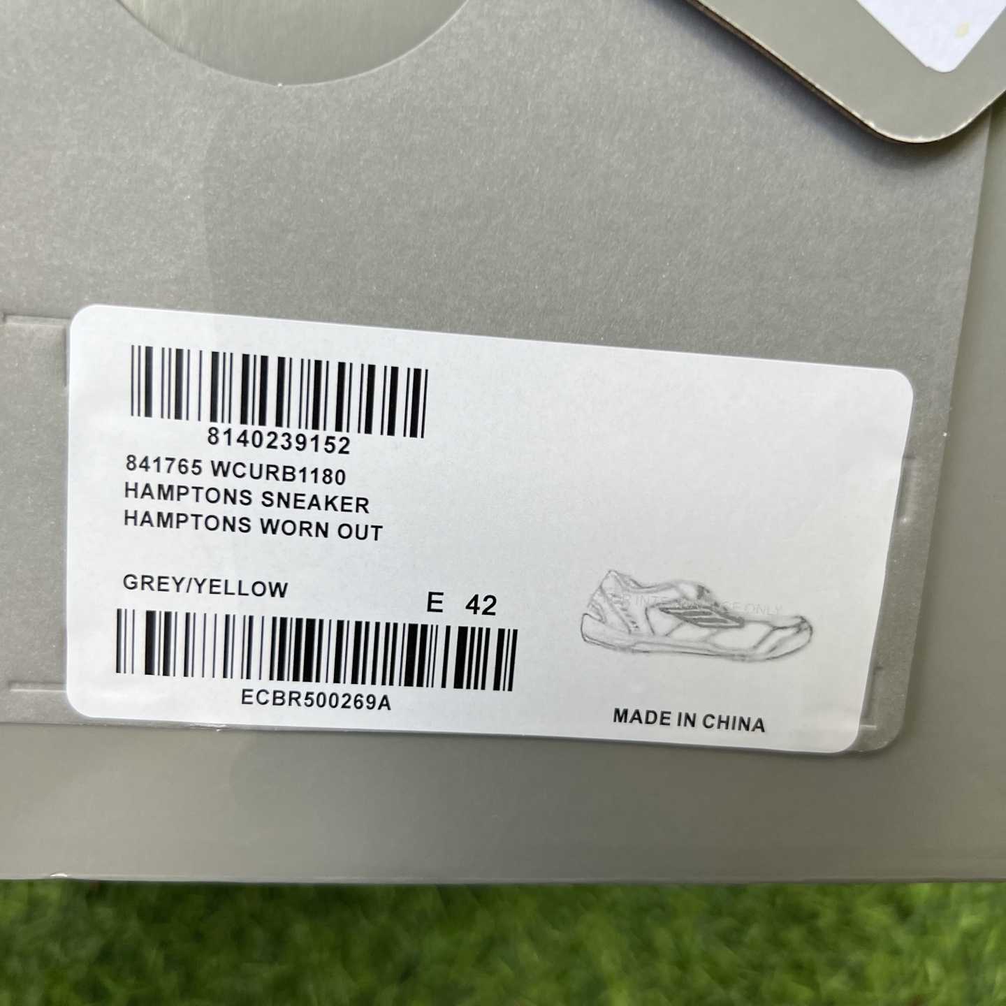 Balenciaga Hamptons Worn-Out Sneaker In Grey And Yellow Cowskin And Polyester - DopestKickz