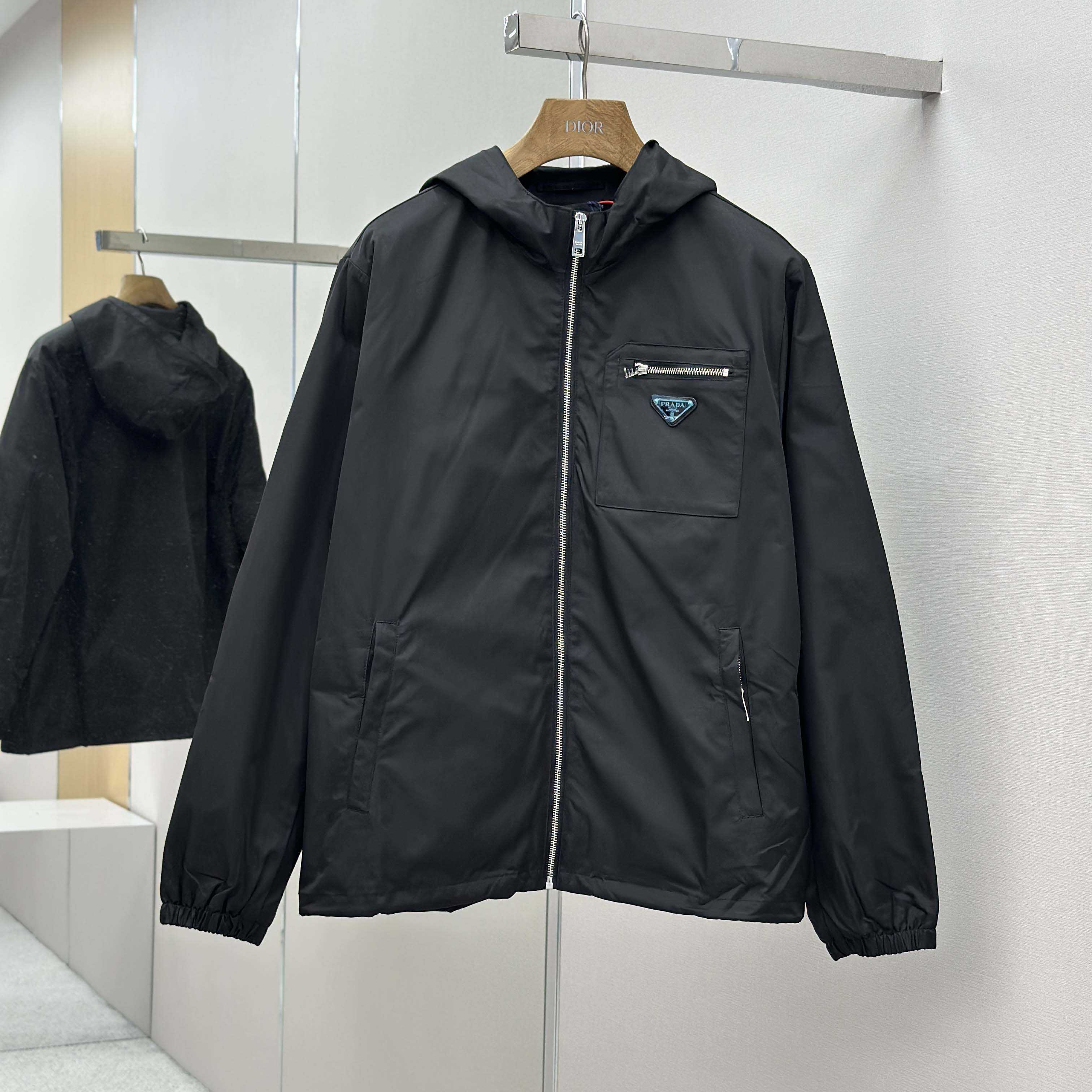 Prada Black Re-nylon Hooded Jacket - DopestKickz