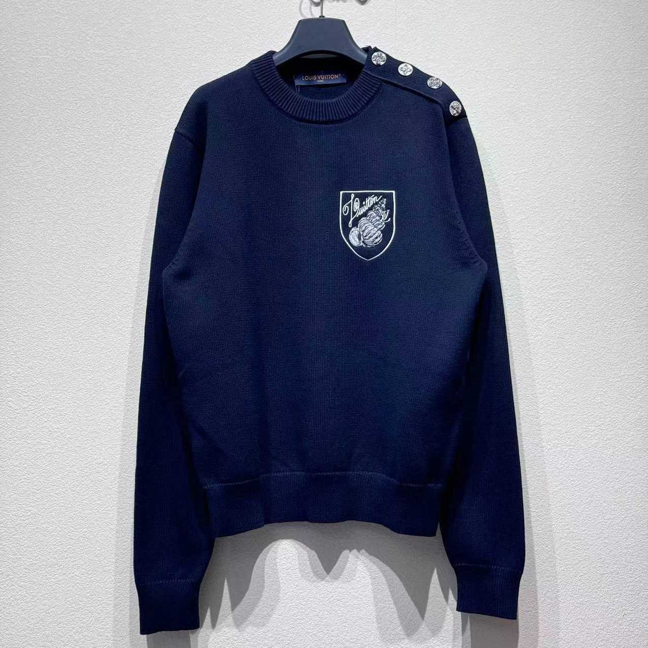 Louis Vuitton Embroidered Cotton-Blend Crewneck - Luxury Blue - DopestKickz
