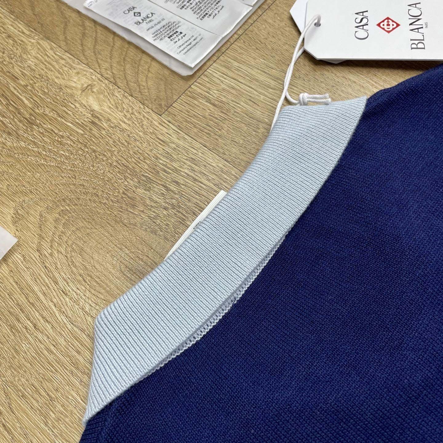 Casablanca Wool Knit Monogram Quarter-Zip Polo Shirt   D0099 - DopestKickz