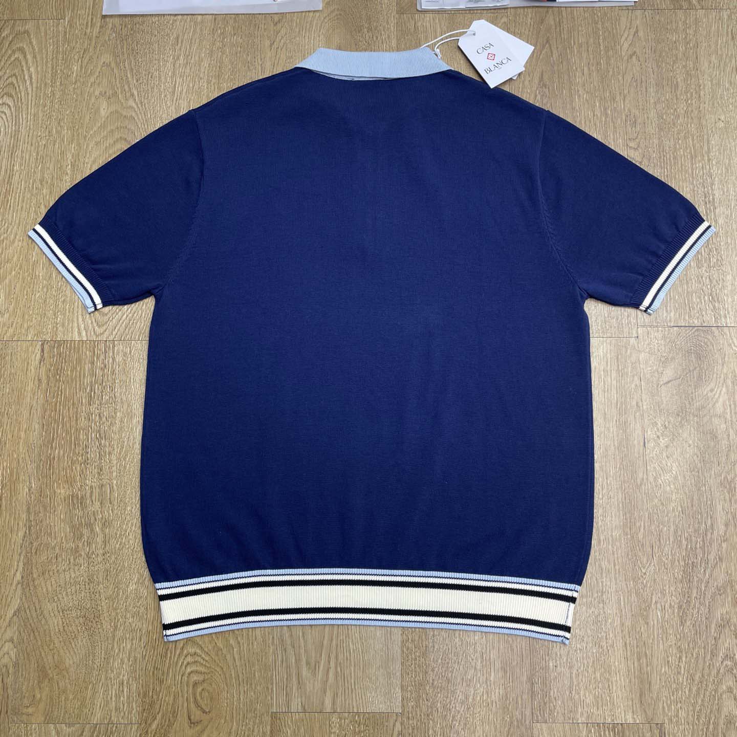 Casablanca Wool Knit Monogram Quarter-Zip Polo Shirt   D0099 - DopestKickz