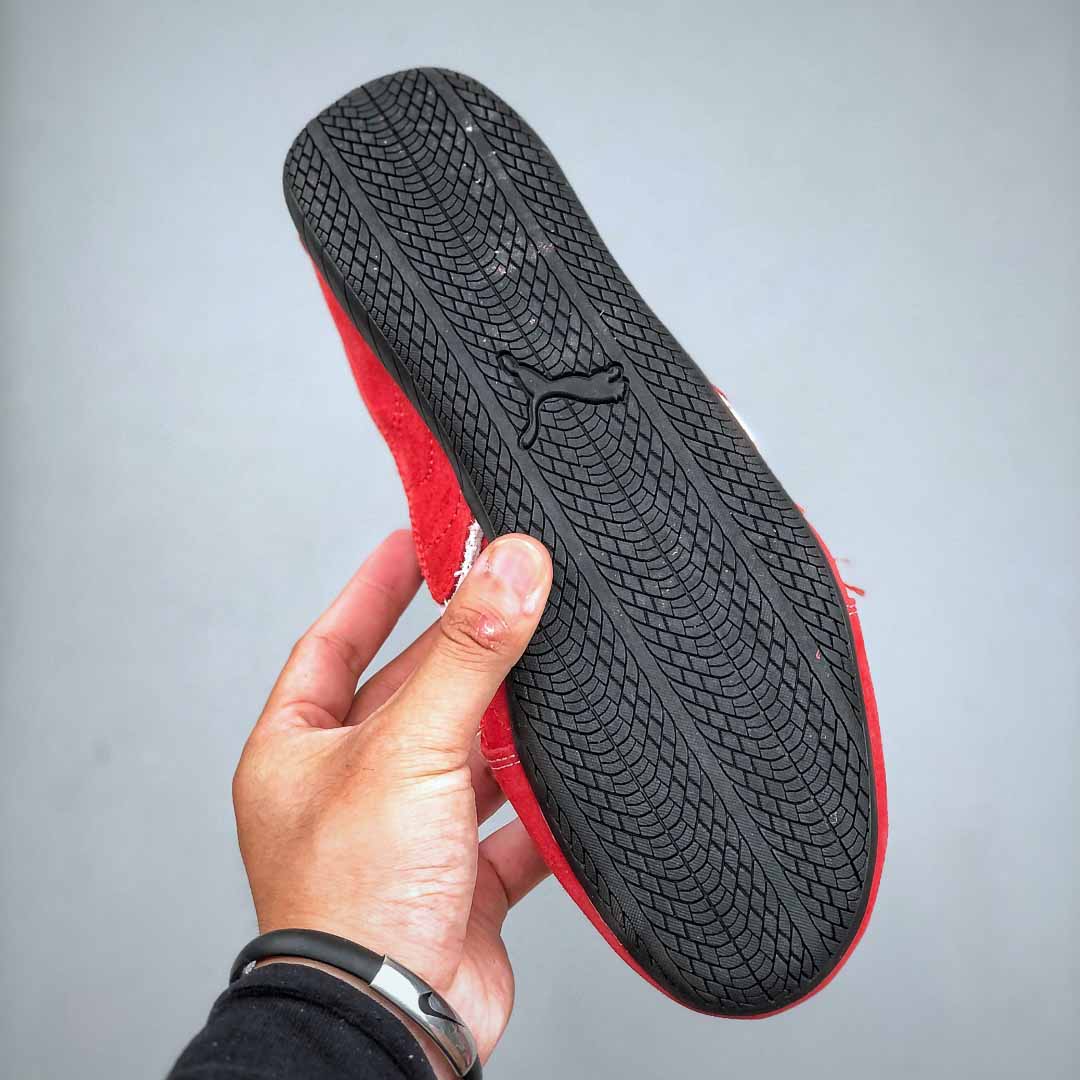 Balenciaga Speedcat Suede Balenciaga In Red, White And Black Distressed Suede Cowskin - DopestKickz