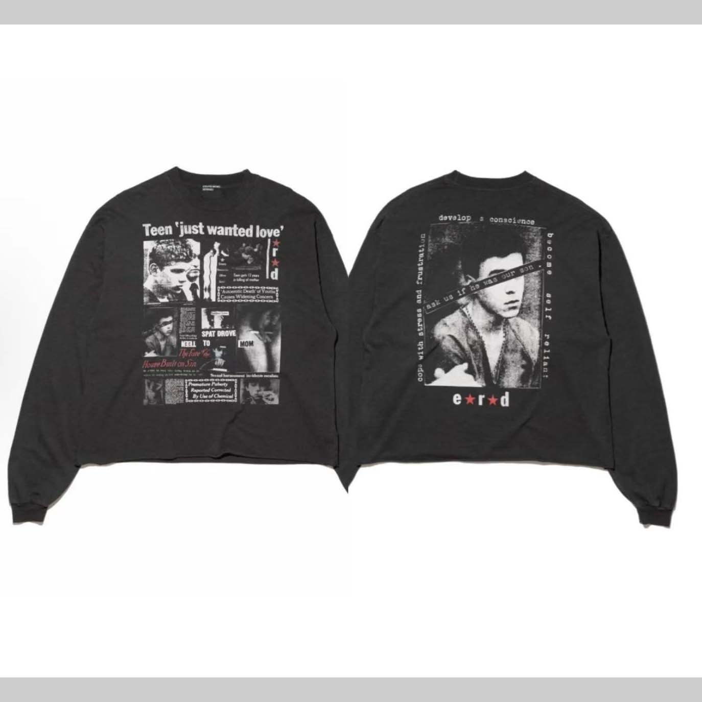 Enfants Riches Déprimés Teen Just Wanted Love Long-Sleeve T-Shirt 'Faded Black/Multicolor' - DopestKickz