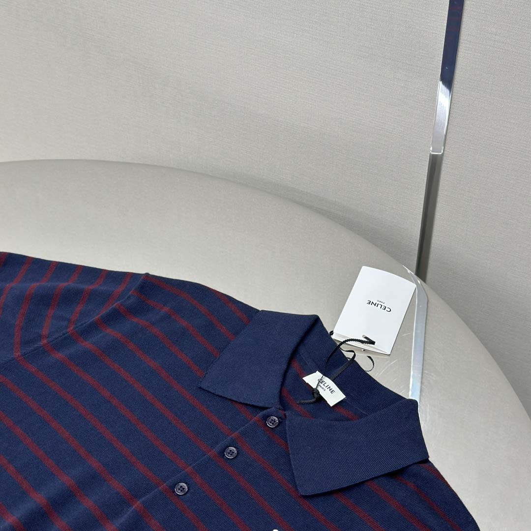 Celine Short-sleeved Polo Sweater In Fine Cotton - DopestKickz