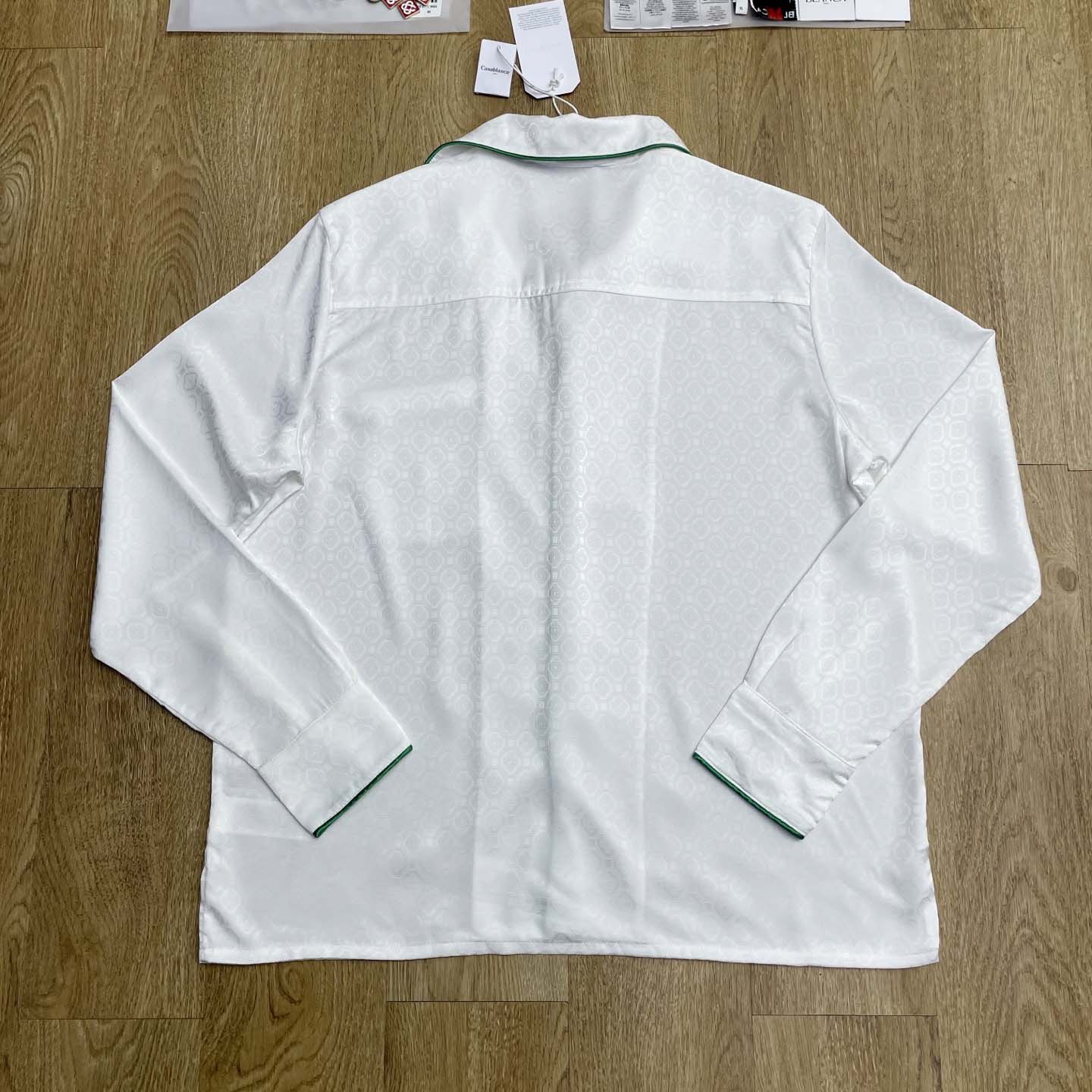 Casablanca Monogram Silk Twill Pajama Shirt In White   C1024 - DopestKickz