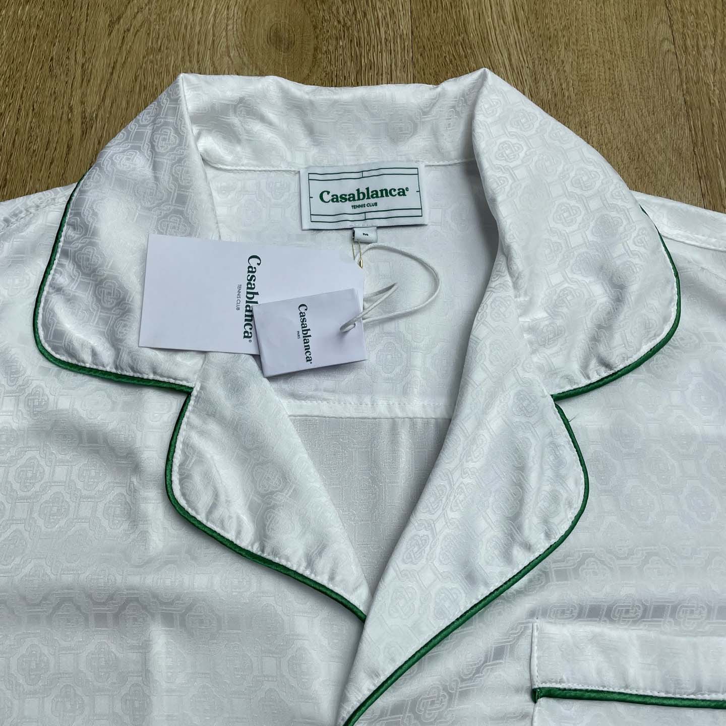 Casablanca Monogram Silk Twill Pajama Shirt In White   C1024 - DopestKickz