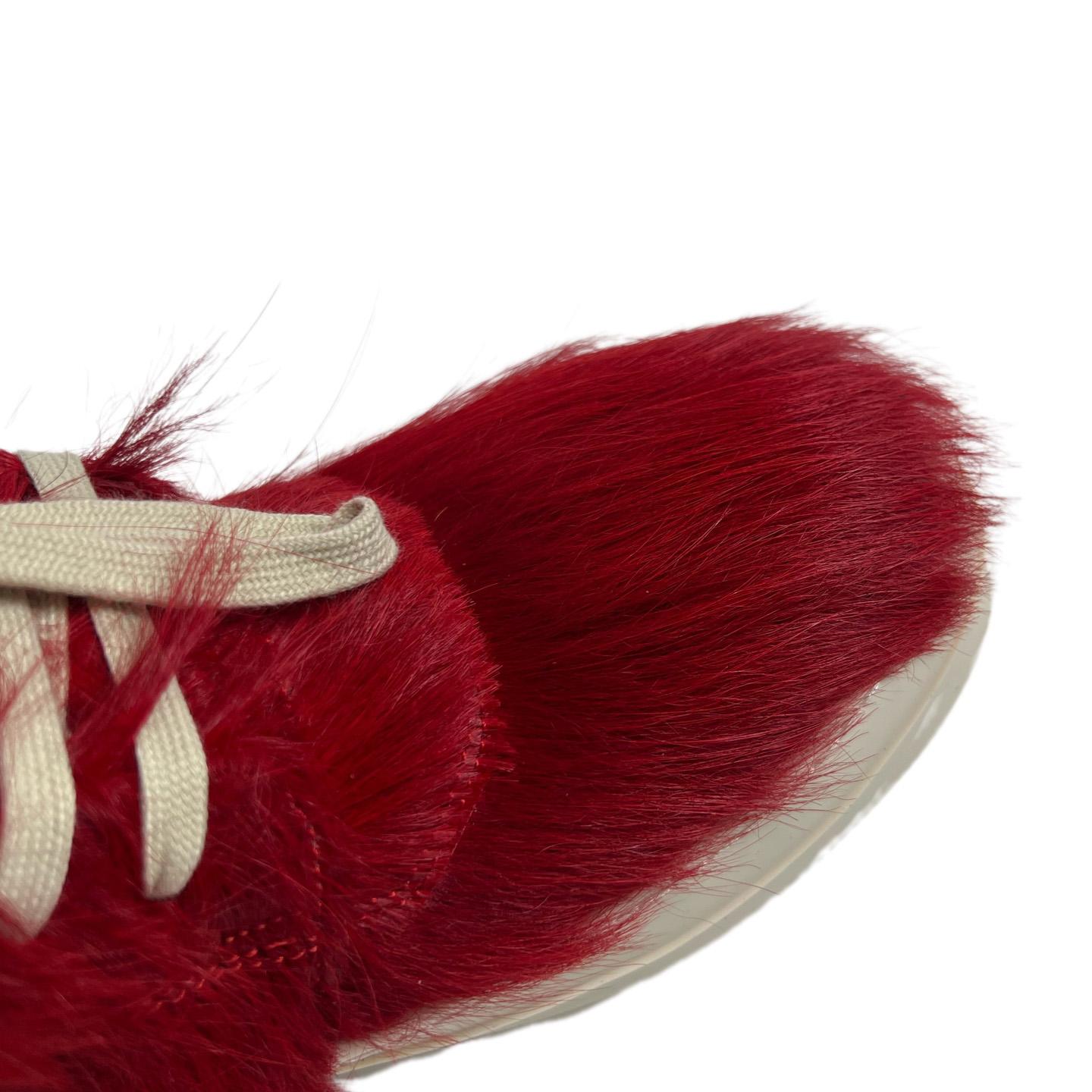 Rick Owens Red & Off-white Geobasket Sneakers - DopestKickz