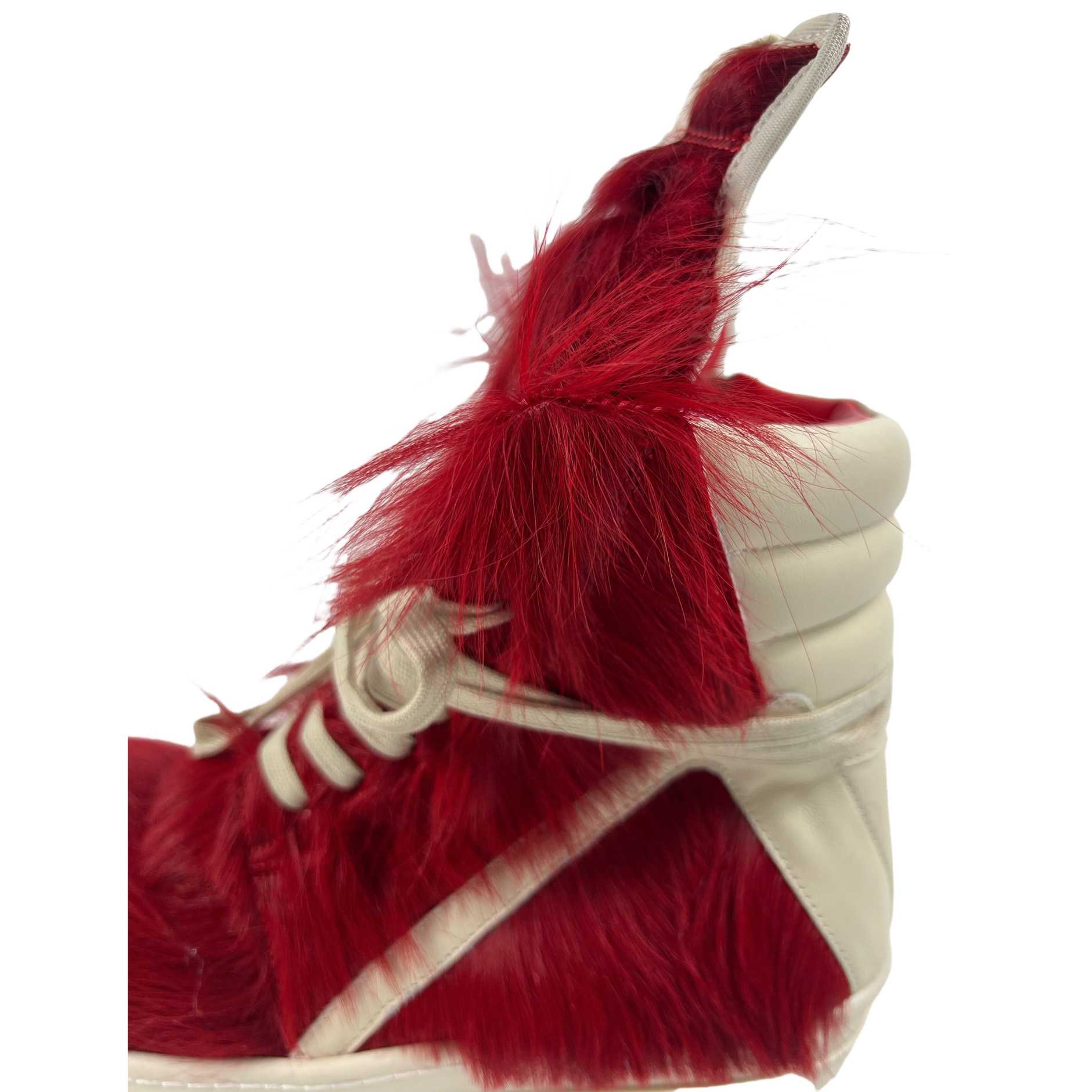 Rick Owens Red & Off-white Geobasket Sneakers - DopestKickz