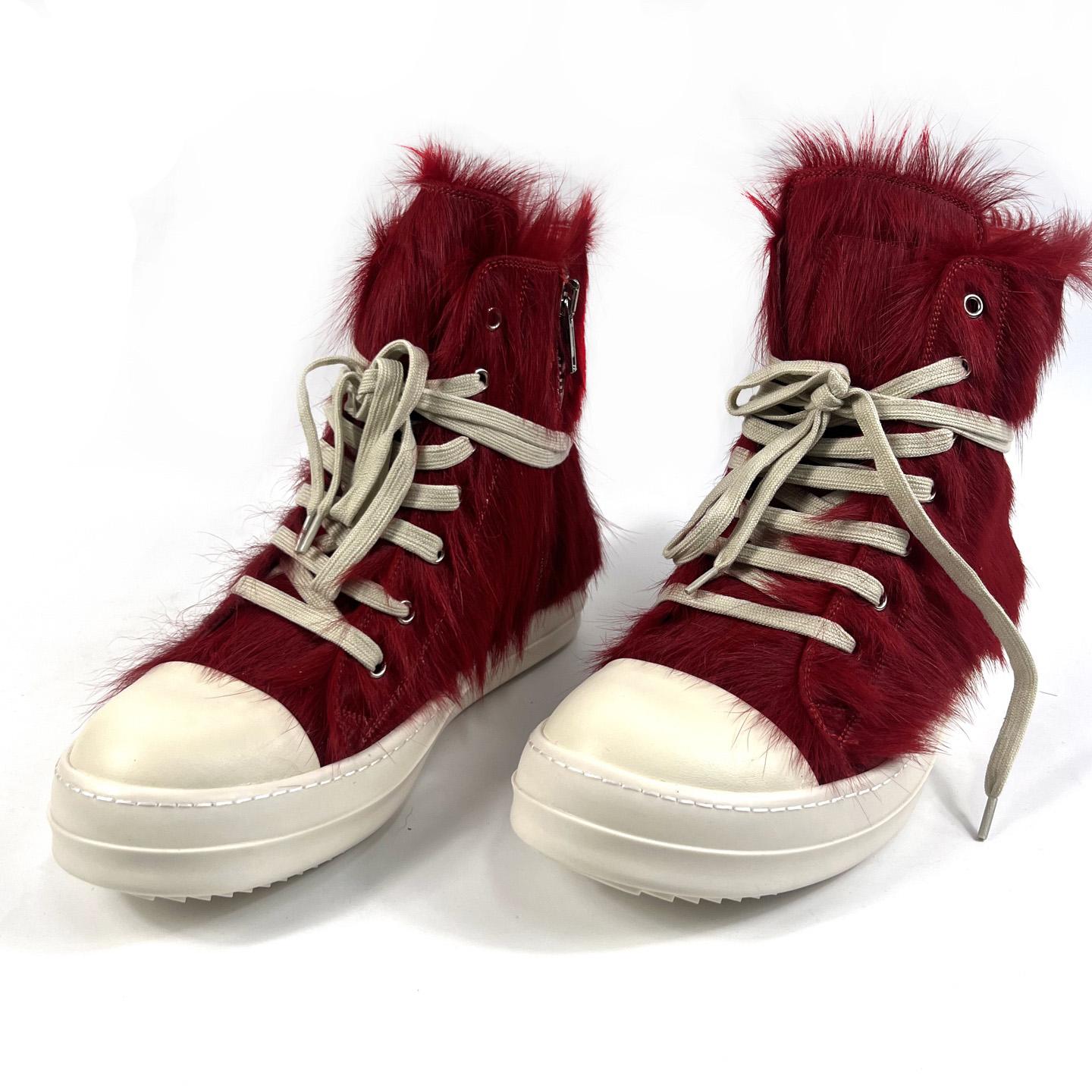 Rick Owens Pony Hair High-top Sneakers - DopestKickz