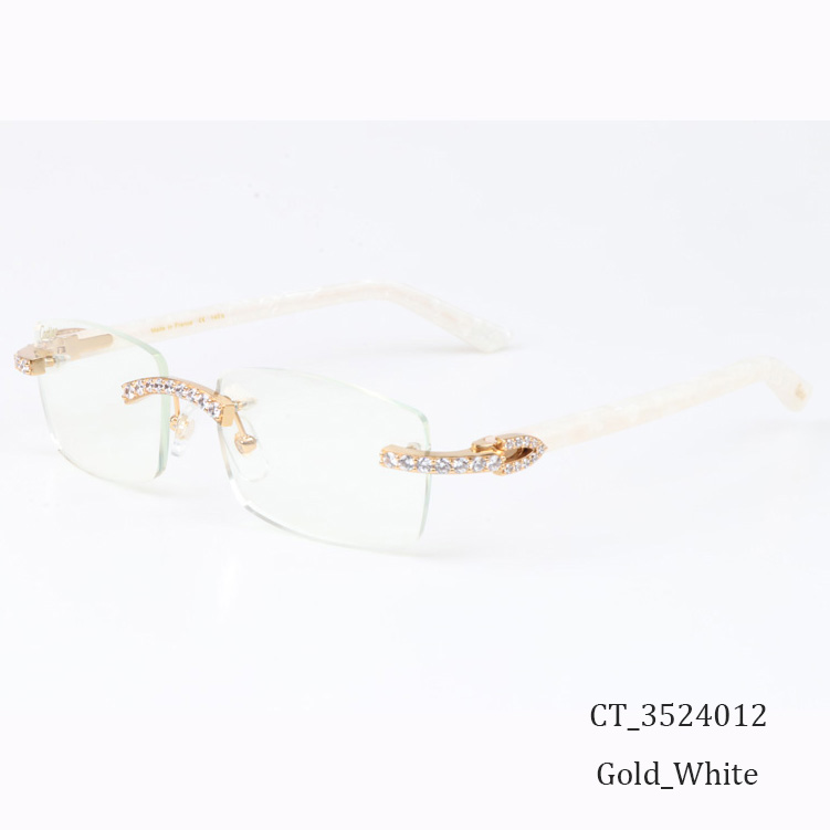 Cartier CT 3524012 Big Diamond Eyeglasses In Gold White - DopestKickz