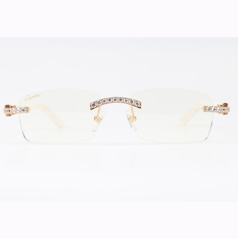 Cartier CT 3524012 Big Diamond Eyeglasses In Gold White - DopestKickz