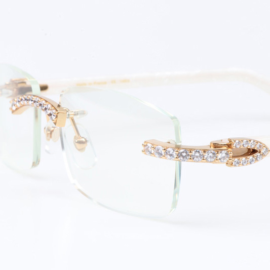 Cartier CT 3524012 Big Diamond Eyeglasses In Gold White - DopestKickz