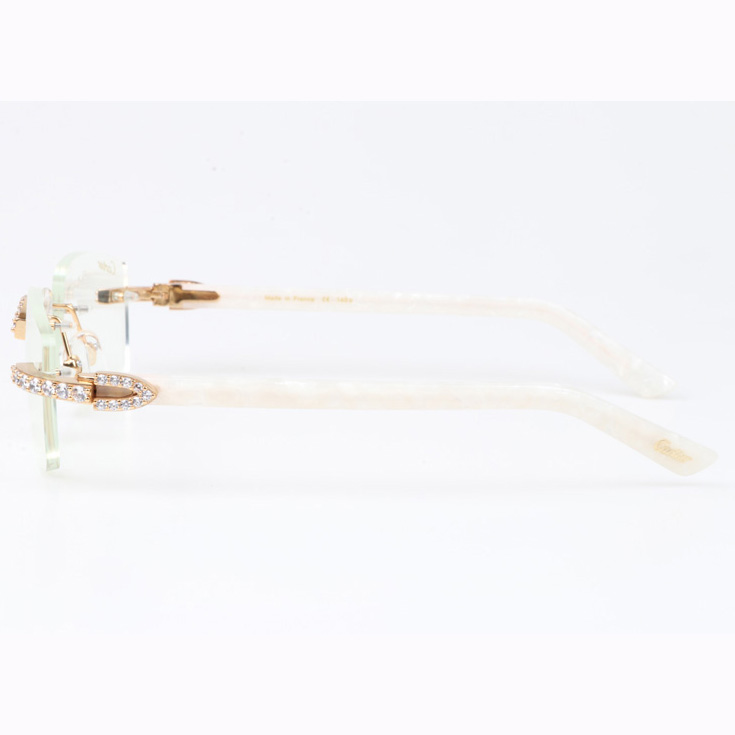 Cartier CT 3524012 Big Diamond Eyeglasses In Gold White - DopestKickz