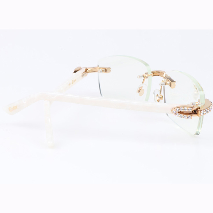 Cartier CT 3524012 Big Diamond Eyeglasses In Gold White - DopestKickz