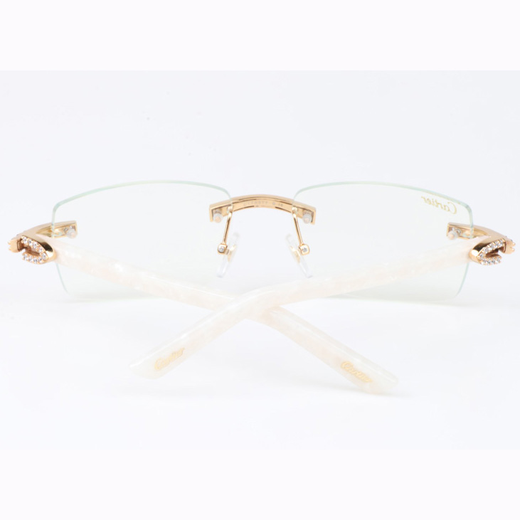 Cartier CT 3524012 Big Diamond Eyeglasses In Gold White - DopestKickz
