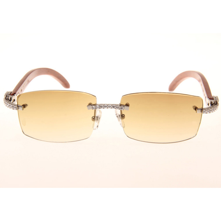 Cartier CT_3524012 Big Diamond Wood Sunglasses In Silver Brown - DopestKickz