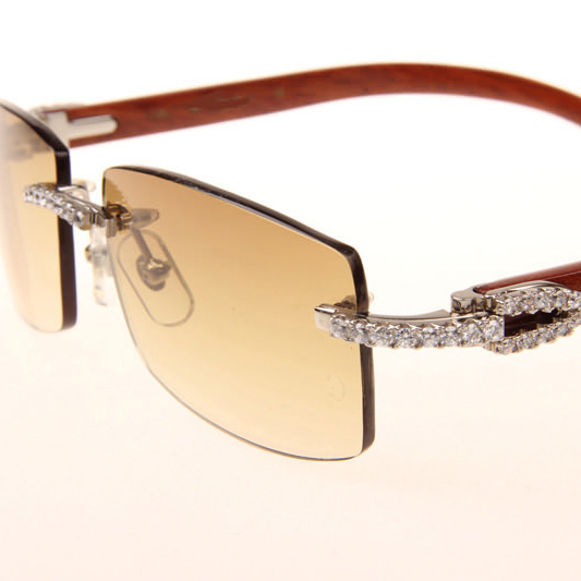 Cartier CT_3524012 Big Diamond Wood Sunglasses In Silver Brown - DopestKickz