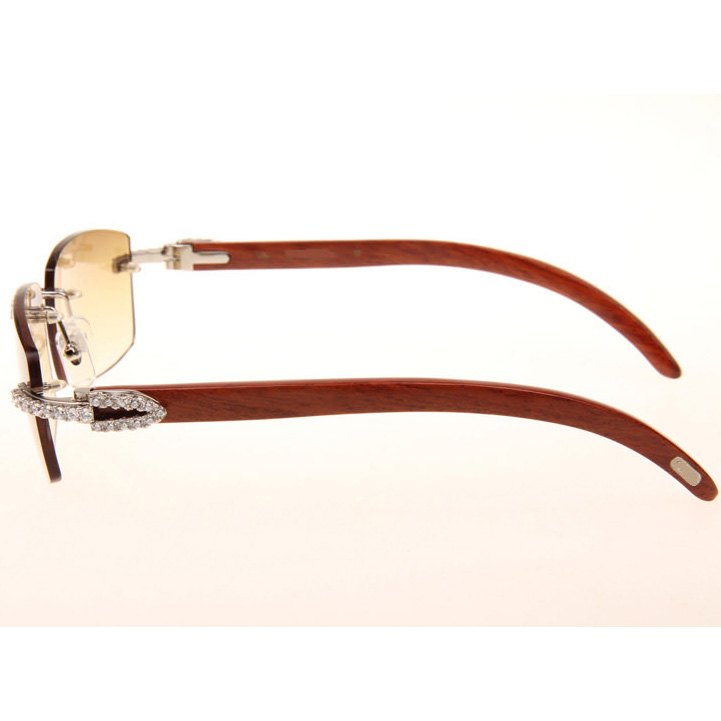 Cartier CT_3524012 Big Diamond Wood Sunglasses In Silver Brown - DopestKickz