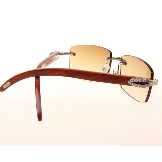 Cartier CT_3524012 Big Diamond Wood Sunglasses In Silver Brown - DopestKickz