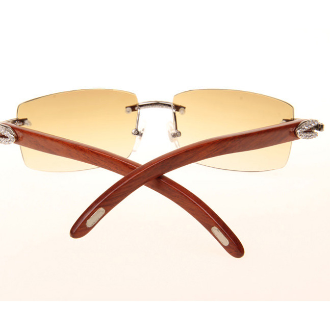Cartier CT_3524012 Big Diamond Wood Sunglasses In Silver Brown - DopestKickz