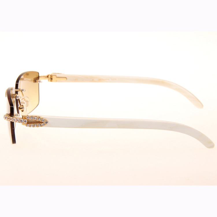 Cartier CT 3524012 Big Diamond White Buffalo Sunglasses In Gold Brown - DopestKickz