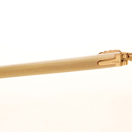 Cartier CT 3524012 Big Diamond White Buffalo Sunglasses In Gold Brown - DopestKickz