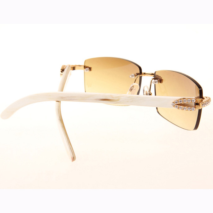 Cartier CT 3524012 Big Diamond White Buffalo Sunglasses In Gold Brown - DopestKickz