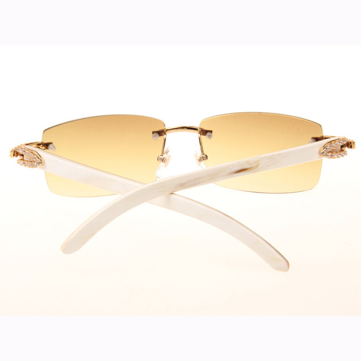 Cartier CT 3524012 Big Diamond White Buffalo Sunglasses In Gold Brown - DopestKickz