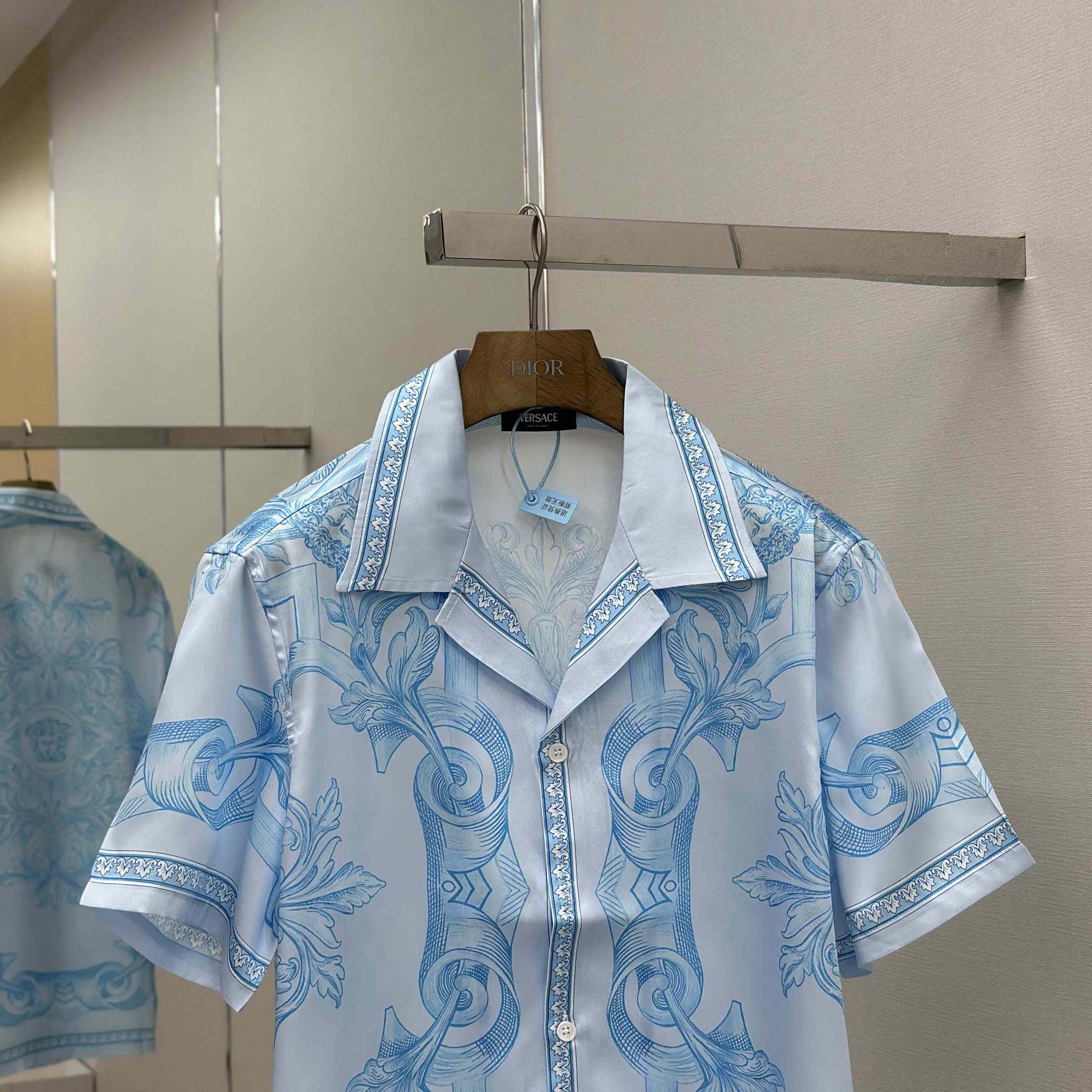 Versace Architectural Baroque Silk Shirt & Silk Shorts - DopestKickz