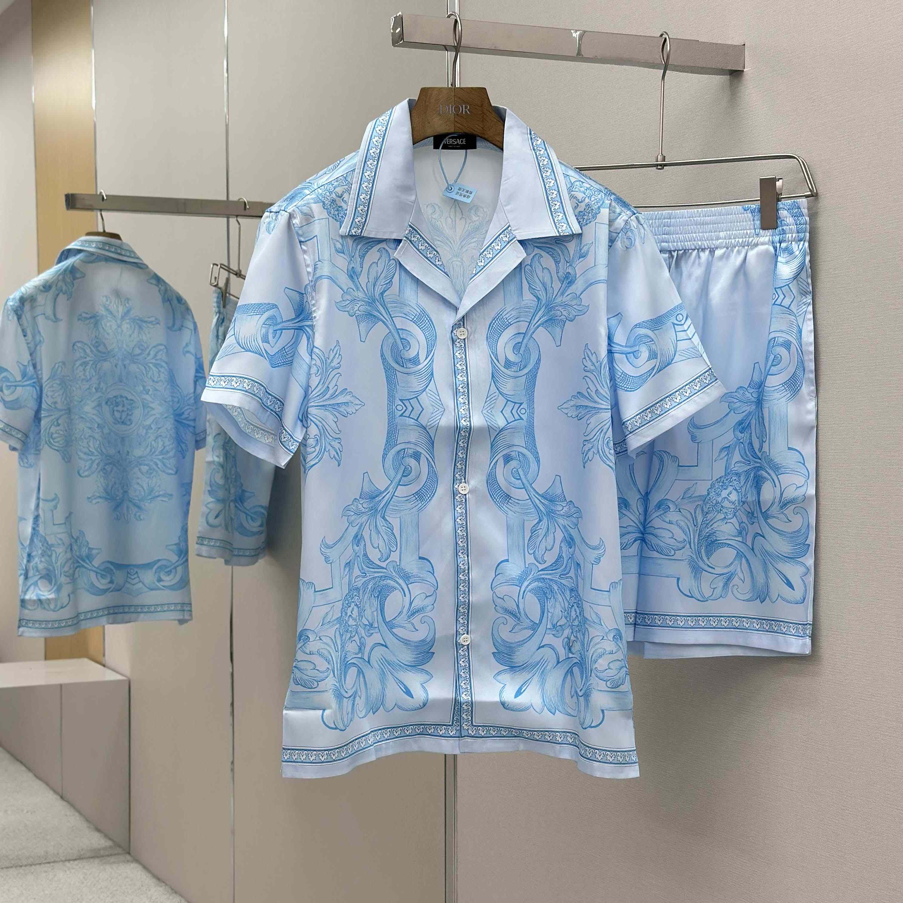 Versace Architectural Baroque Silk Shirt & Silk Shorts - DopestKickz