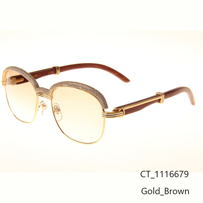Cartier CT_1116679 Diamond Wood Sunglasses In Gold Brown - DopestKickz