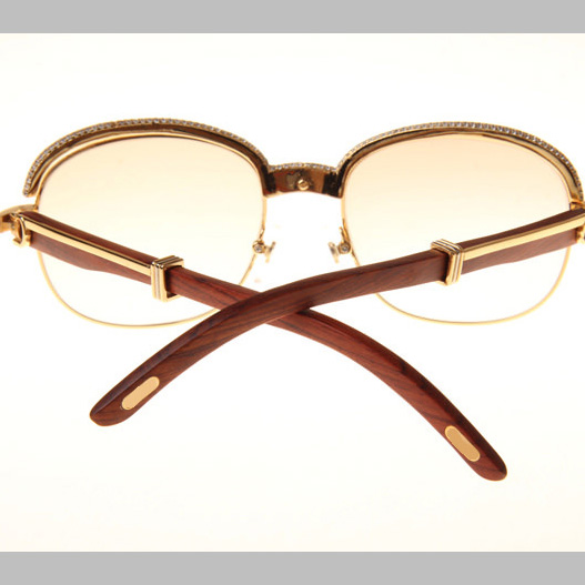 Cartier CT_1116679 Diamond Wood Sunglasses In Gold Brown - DopestKickz