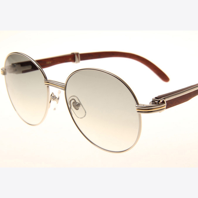 Cartier CT 1990-0692 Wood Sunglasses In Silver Grey - DopestKickz