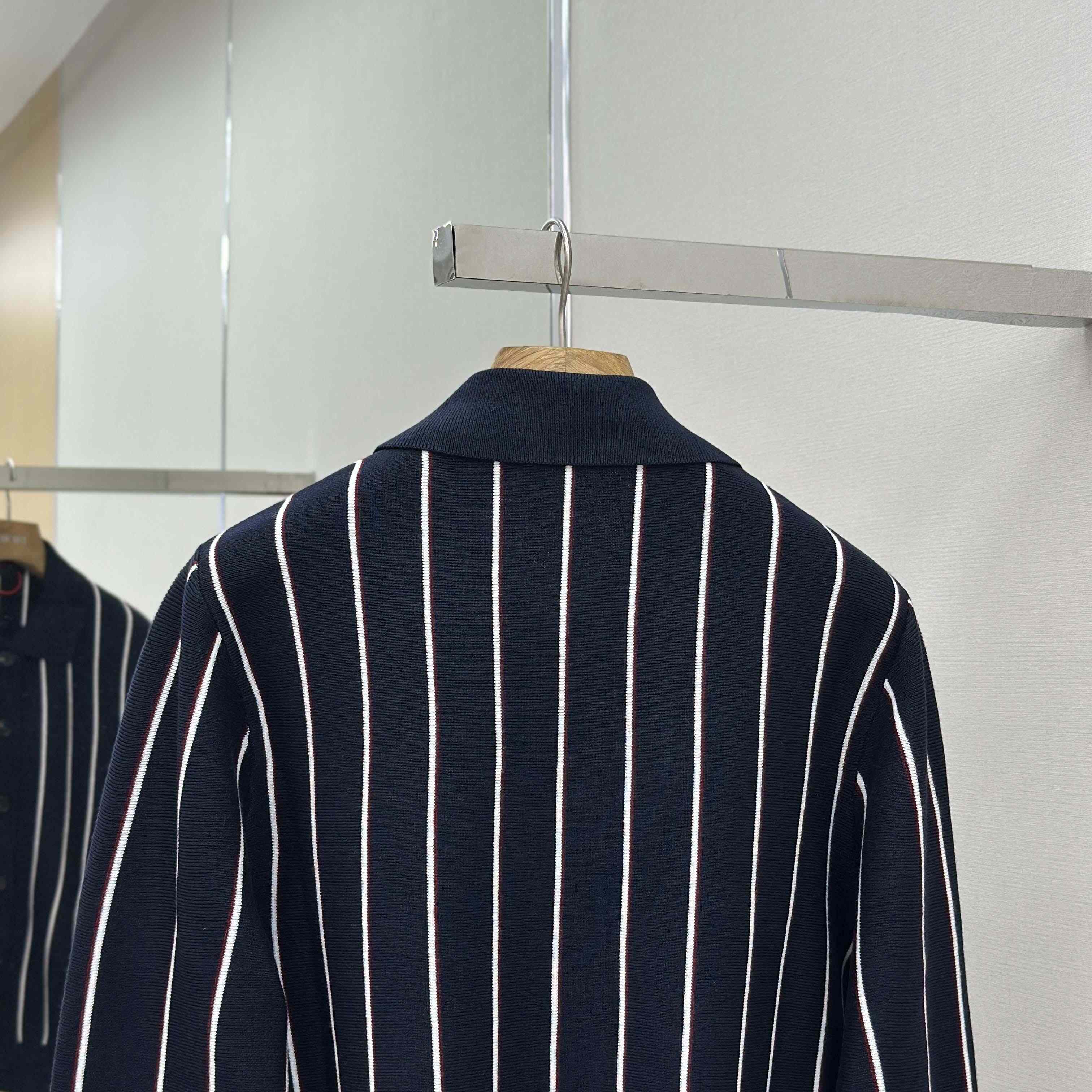Prada Navy Striped Wool Cardigan - DopestKickz