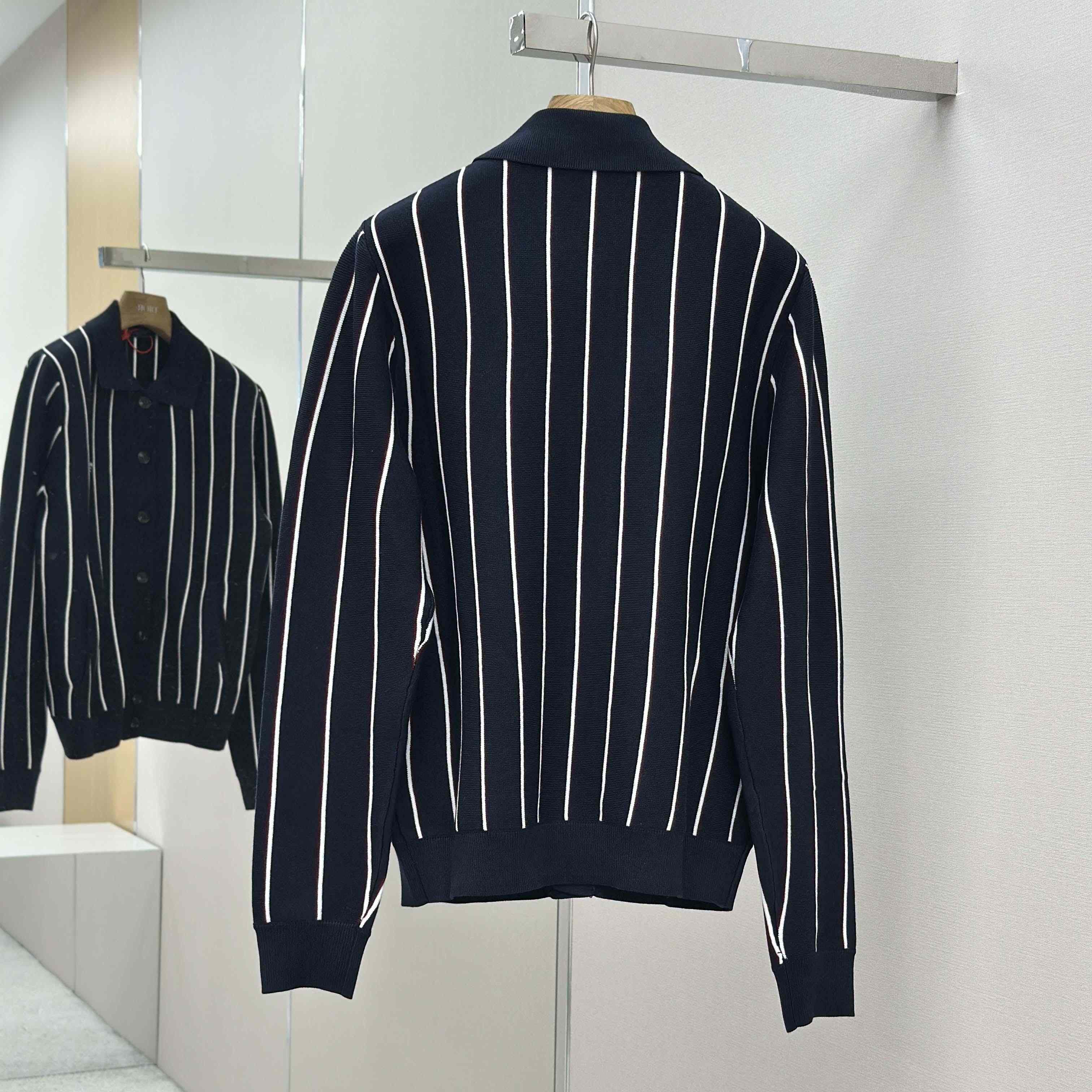 Prada Navy Striped Wool Cardigan - DopestKickz
