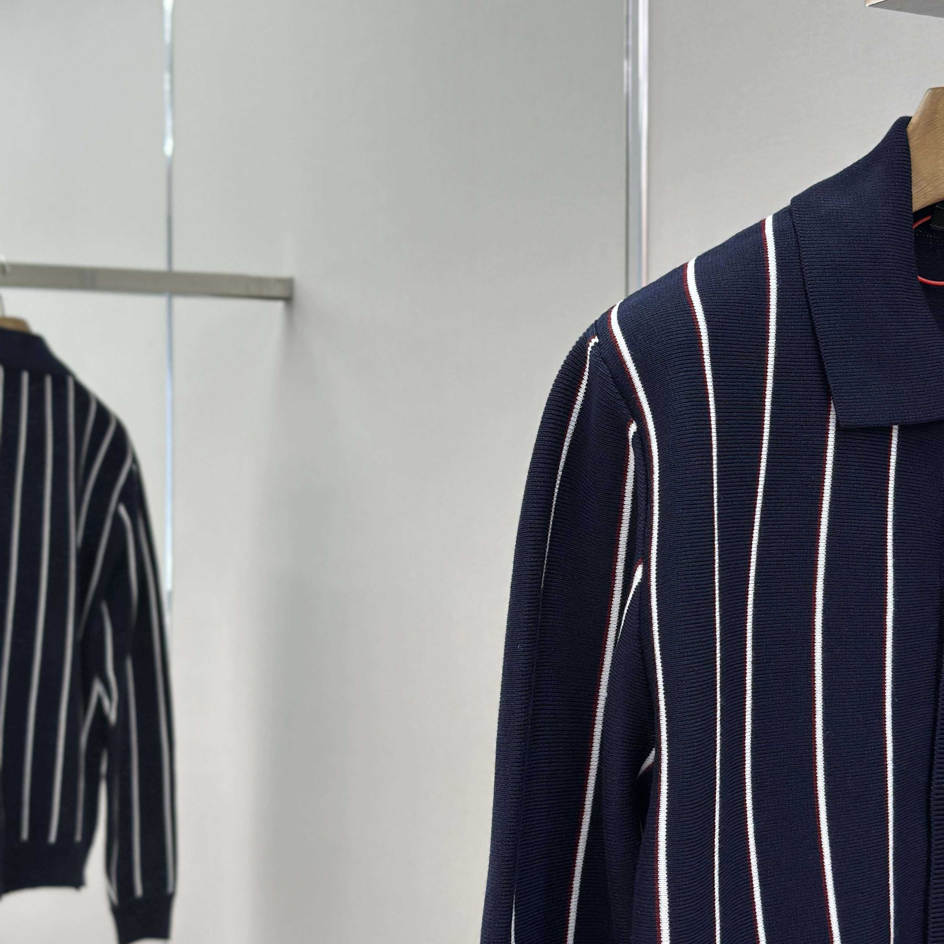 Prada Navy Striped Wool Cardigan - DopestKickz
