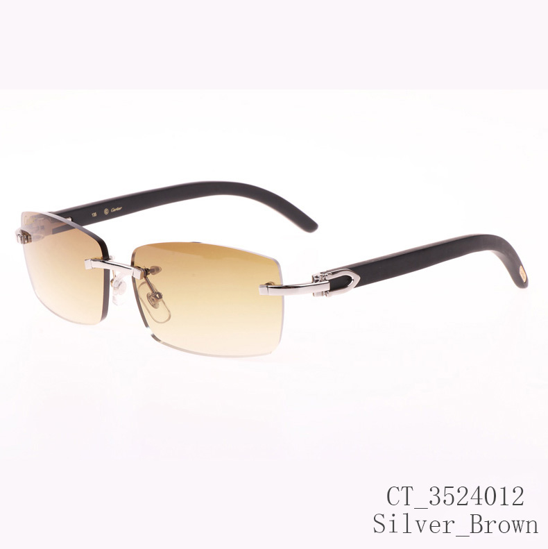 Cartier CT_3524012 Black Wood Sunglasses In Silver Brown - DopestKickz