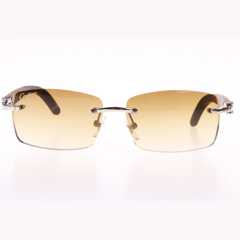 Cartier CT_3524012 Black Wood Sunglasses In Silver Brown - DopestKickz