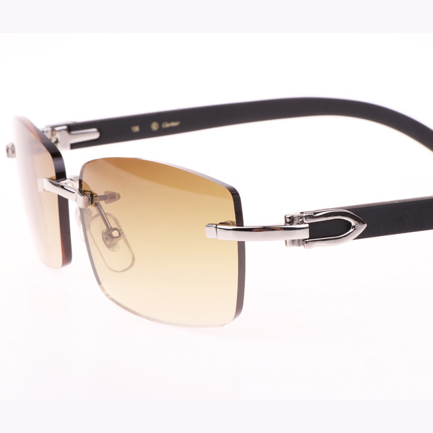 Cartier CT_3524012 Black Wood Sunglasses In Silver Brown - DopestKickz
