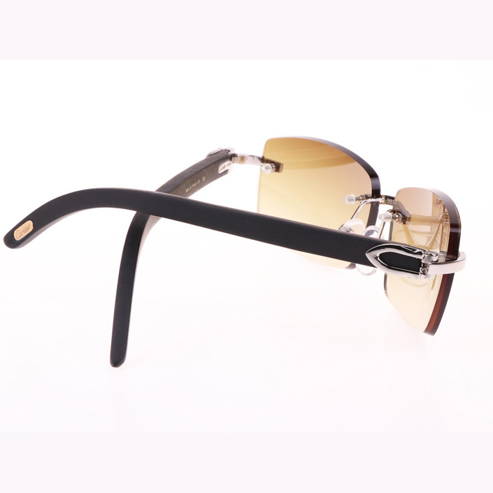 Cartier CT_3524012 Black Wood Sunglasses In Silver Brown - DopestKickz
