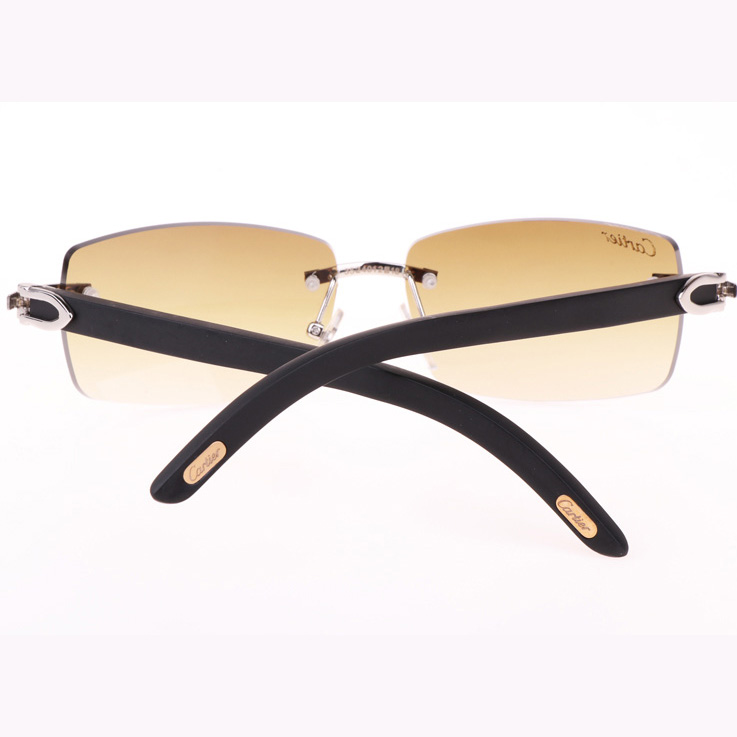 Cartier CT_3524012 Black Wood Sunglasses In Silver Brown - DopestKickz
