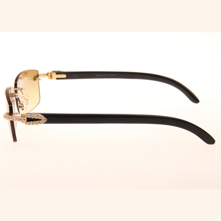 Cartier CT 3524012 Big Diamond Black Buffalo Sunglasses In Gold Brown - DopestKickz