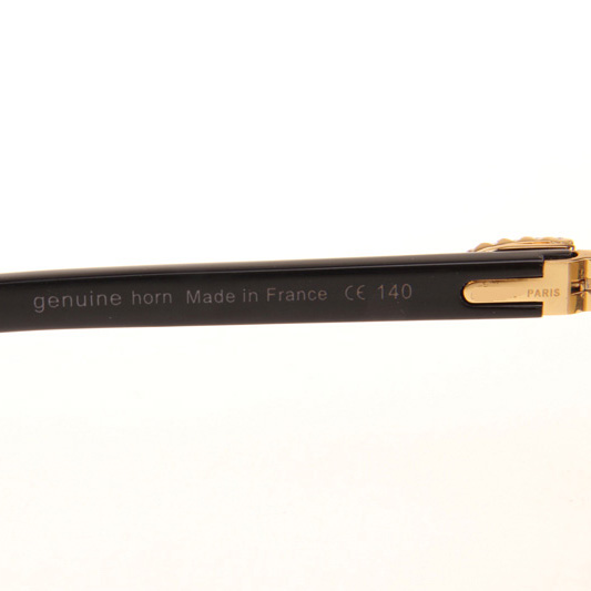 Cartier CT 3524012 Big Diamond Black Buffalo Sunglasses In Gold Brown - DopestKickz