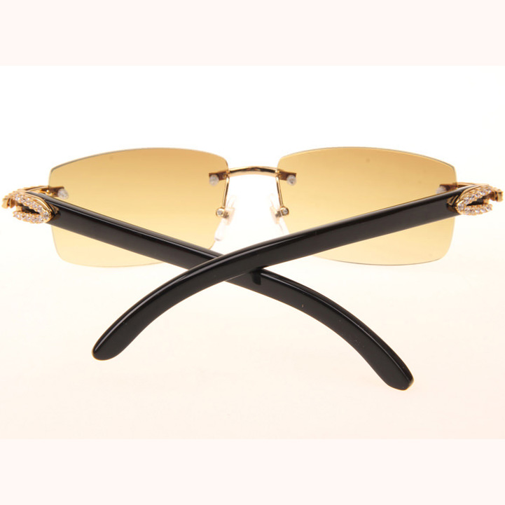 Cartier CT 3524012 Big Diamond Black Buffalo Sunglasses In Gold Brown - DopestKickz
