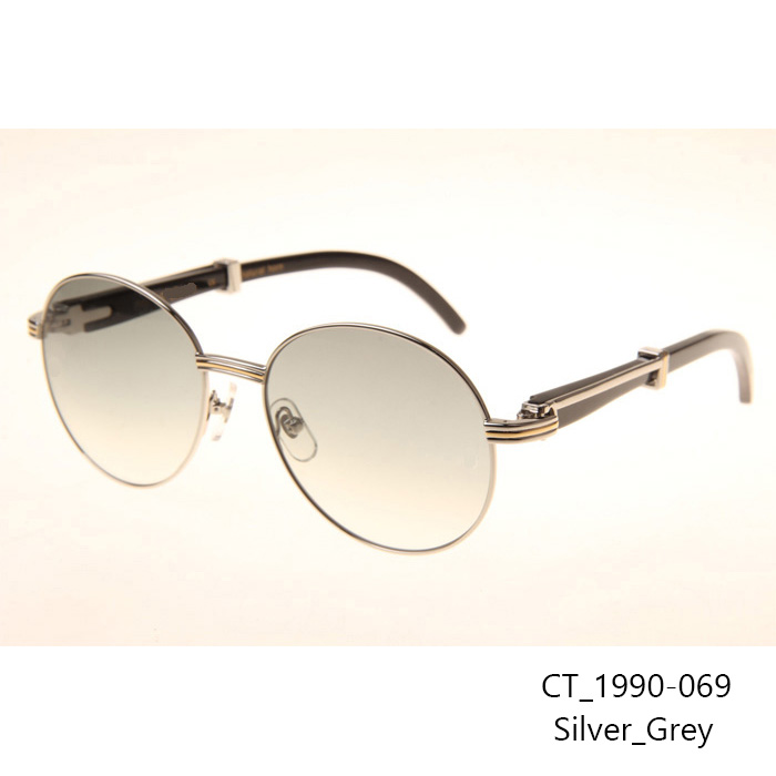 Cartier CT1990-0692 Black Buffalo Sunglasses In Silver Grey - DopestKickz