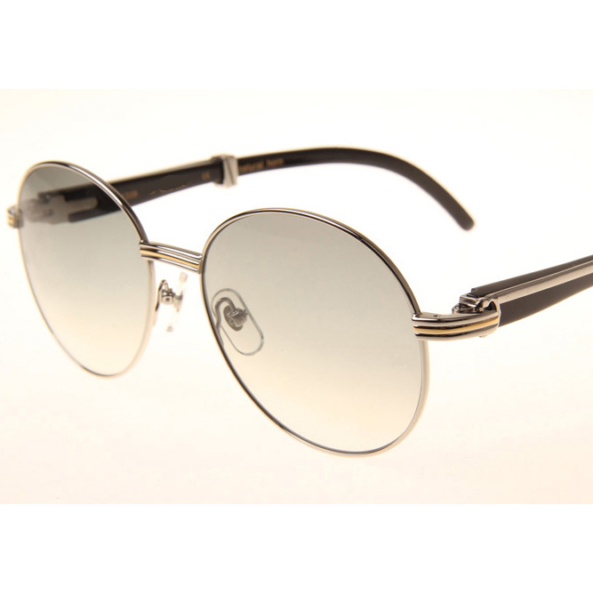 Cartier CT1990-0692 Black Buffalo Sunglasses In Silver Grey - DopestKickz