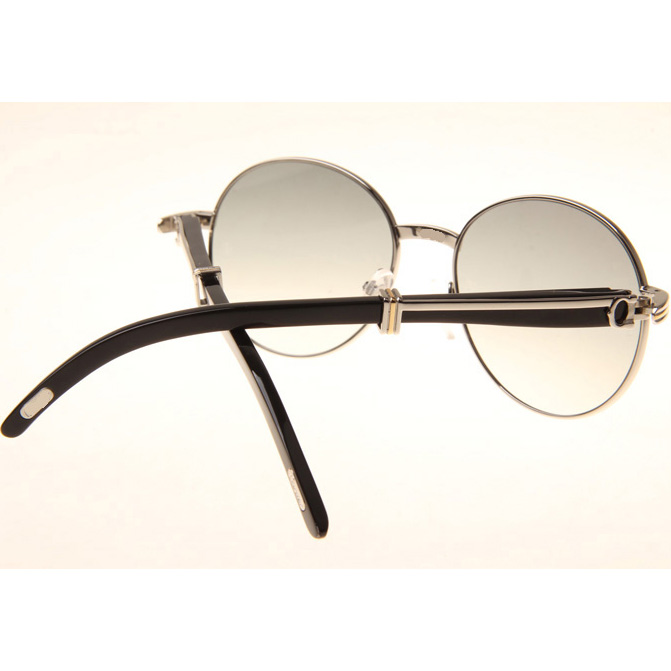Cartier CT1990-0692 Black Buffalo Sunglasses In Silver Grey - DopestKickz