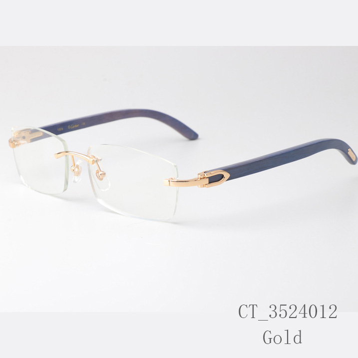 Cartier CT_3524012 Blue Arm Eyeglasses Gold - DopestKickz