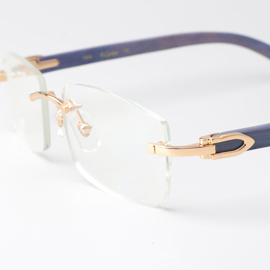 Cartier CT_3524012 Blue Arm Eyeglasses Gold - DopestKickz